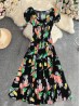 Floral V -Neck Short Sleeved Summer Dress